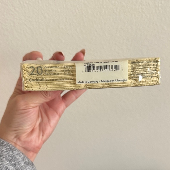 Holiday Napkins with Holly Design - Gold - Picture 3 of 3